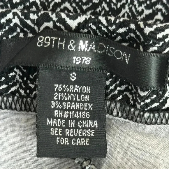 89th & Madison Black and White Print Pull On Pants Size S - Picture 8 of 8